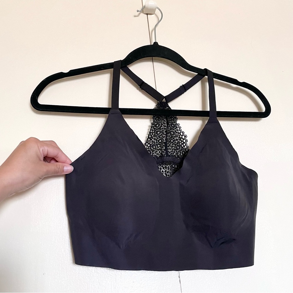 Maidenform Black Pure Comfort Wireless Racerback Lace Bralette - Picture 2 of 9
